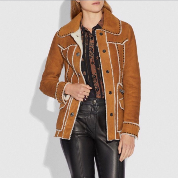 Coach Jackets & Blazers - Coach 70s suede shearling jacket